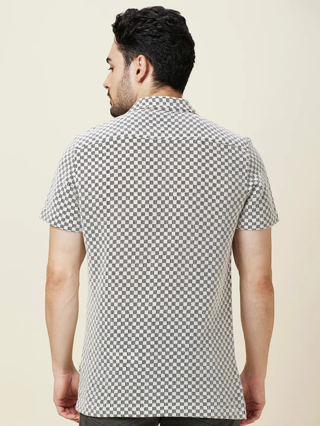 Ecru Slim Fit Regular Collar Men's Shirt by Being Human Clothing