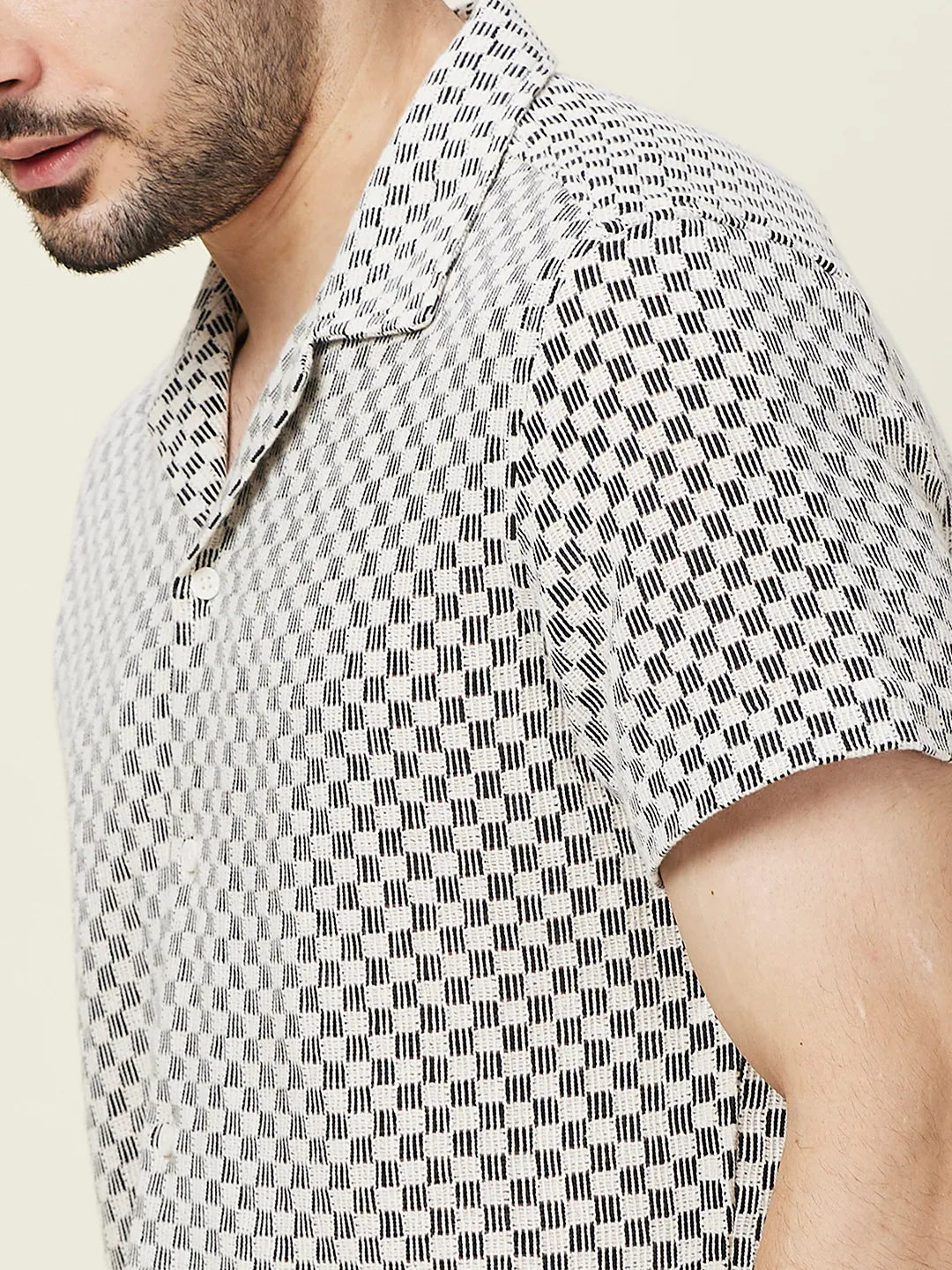 Ecru Slim Fit Regular Collar Men's Shirt by Being Human Clothing