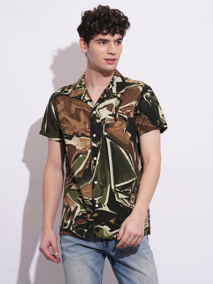 Black Regular Fit Regular Collar Men's Shirt