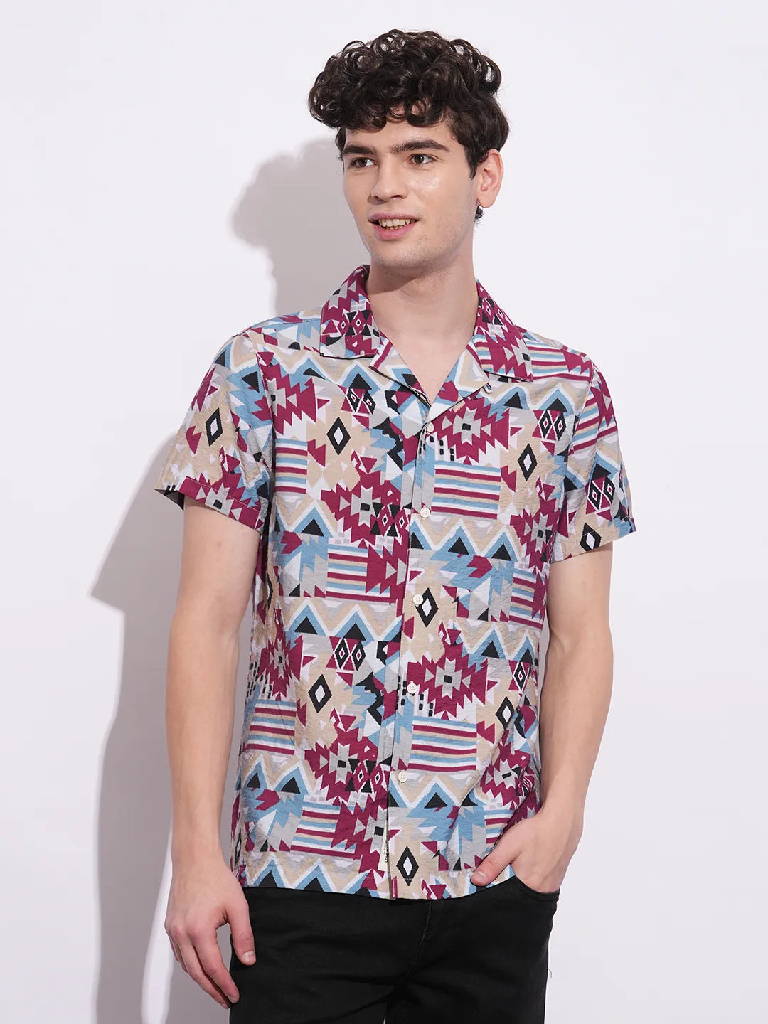 Multicolor Regular Fit Regular Collar Men's Shirt by Being Human Clothing