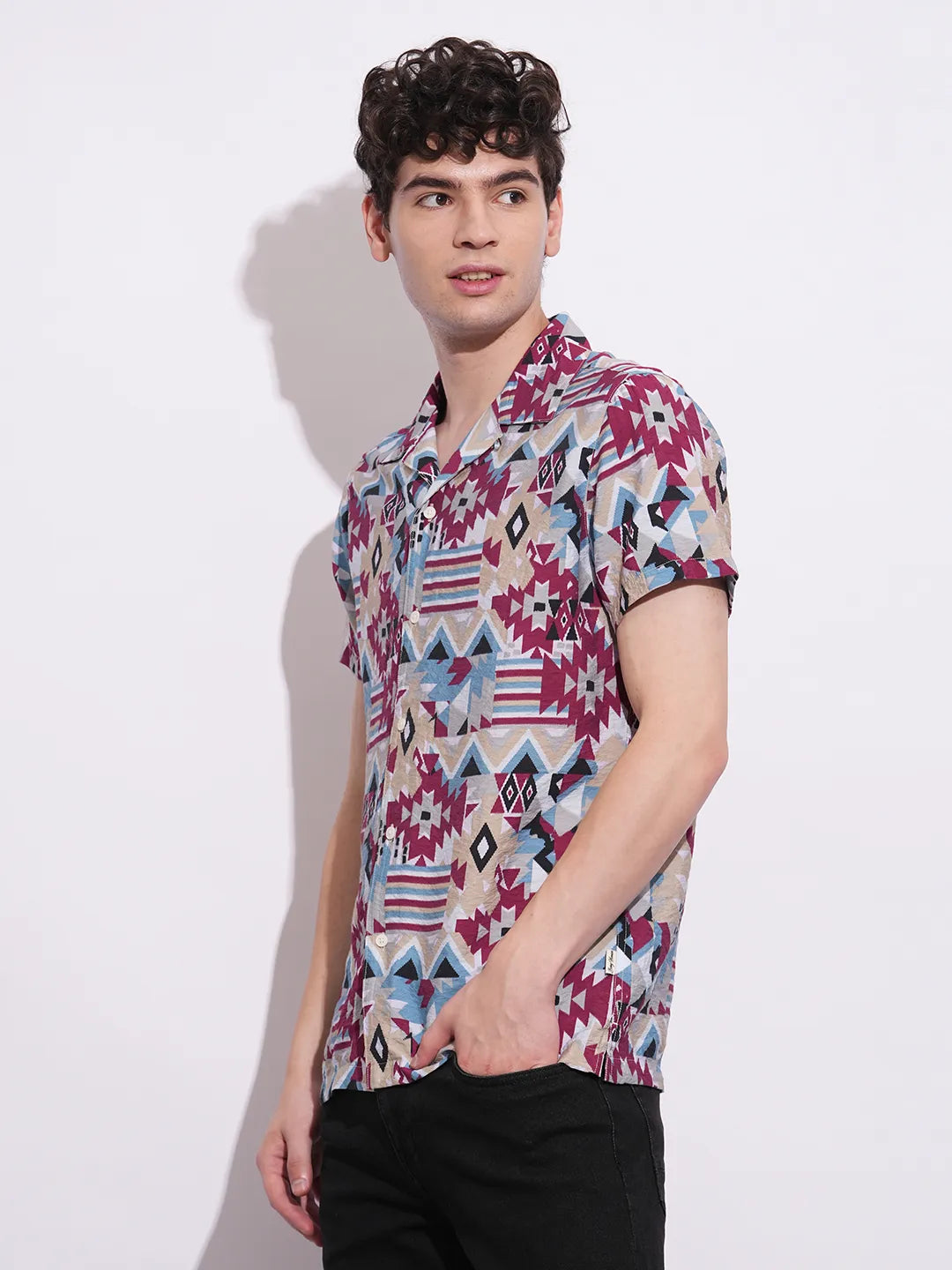 Multicolor Regular Fit Regular Collar Men's Shirt by Being Human Clothing