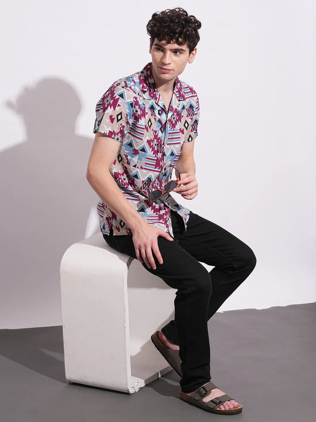 Multicolor Regular Fit Regular Collar Men's Shirt by Being Human Clothing