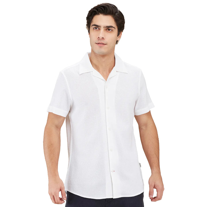 White Moderno Fit Regular Collar Short Sleeves Men's Shirt