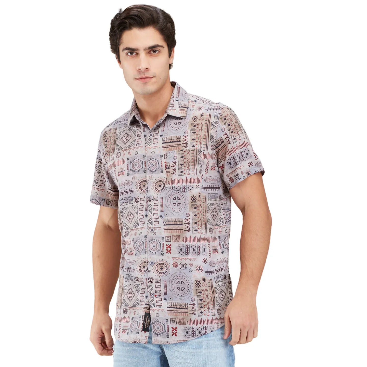 Grey Regular Fit Regular Collar Men's Shirt by Being Human Clothing