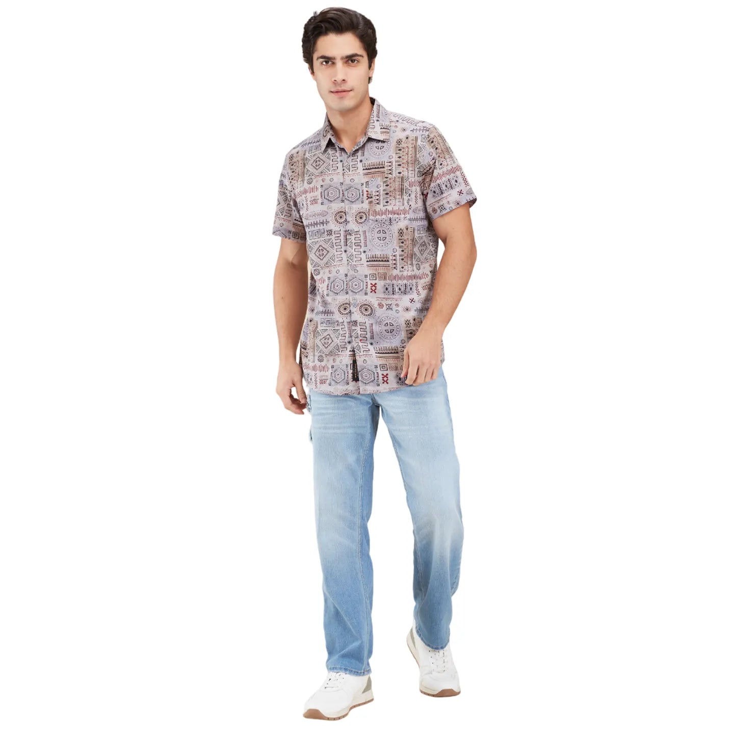 Grey Regular Fit Regular Collar Men's Shirt by Being Human Clothing