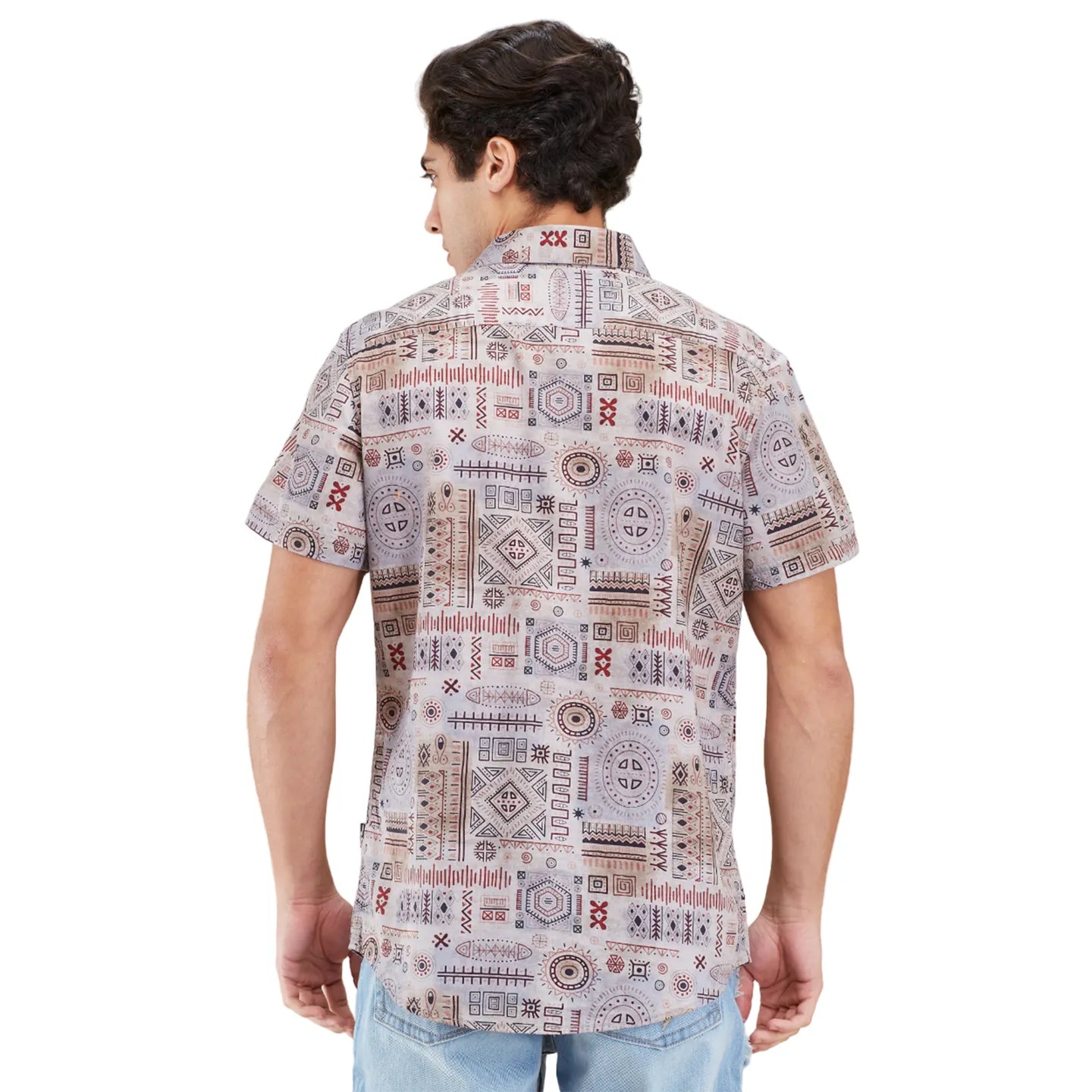 Grey Regular Fit Regular Collar Men's Shirt by Being Human Clothing