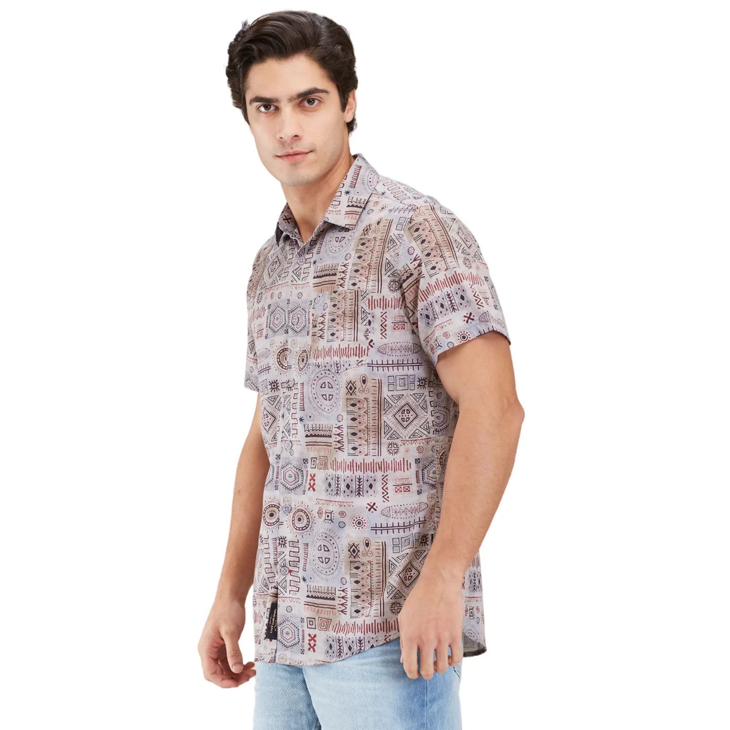 Grey Regular Fit Regular Collar Men's Shirt by Being Human Clothing