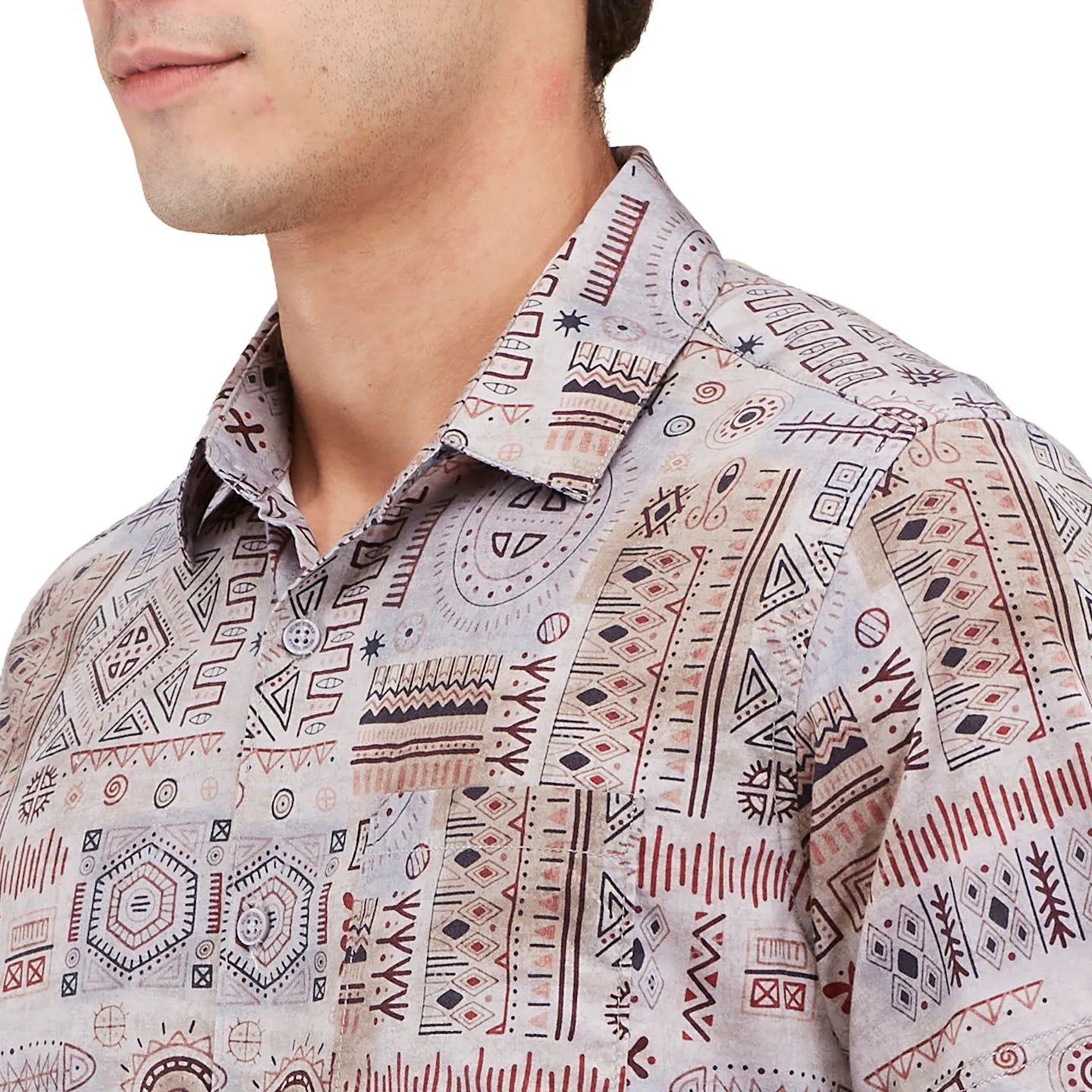 Grey Regular Fit Regular Collar Men's Shirt by Being Human Clothing