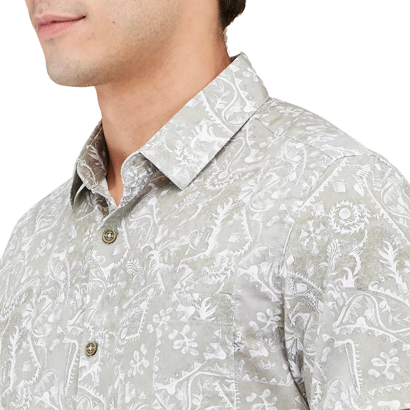 Green Regular Fit Regular Collar Men's Shirt by Being Human Clothing