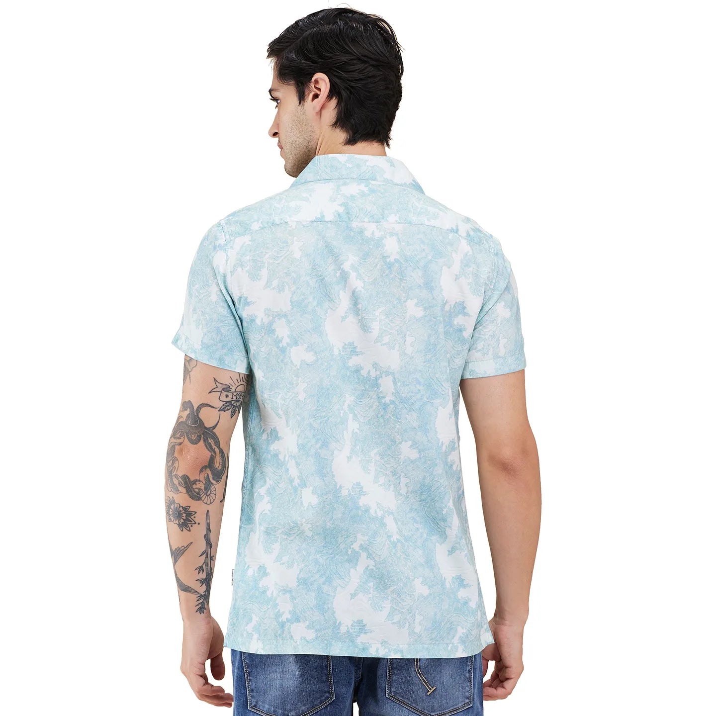 Sea Green Regular Fit Regular Collar Men's Shirt by Being Human Clothing