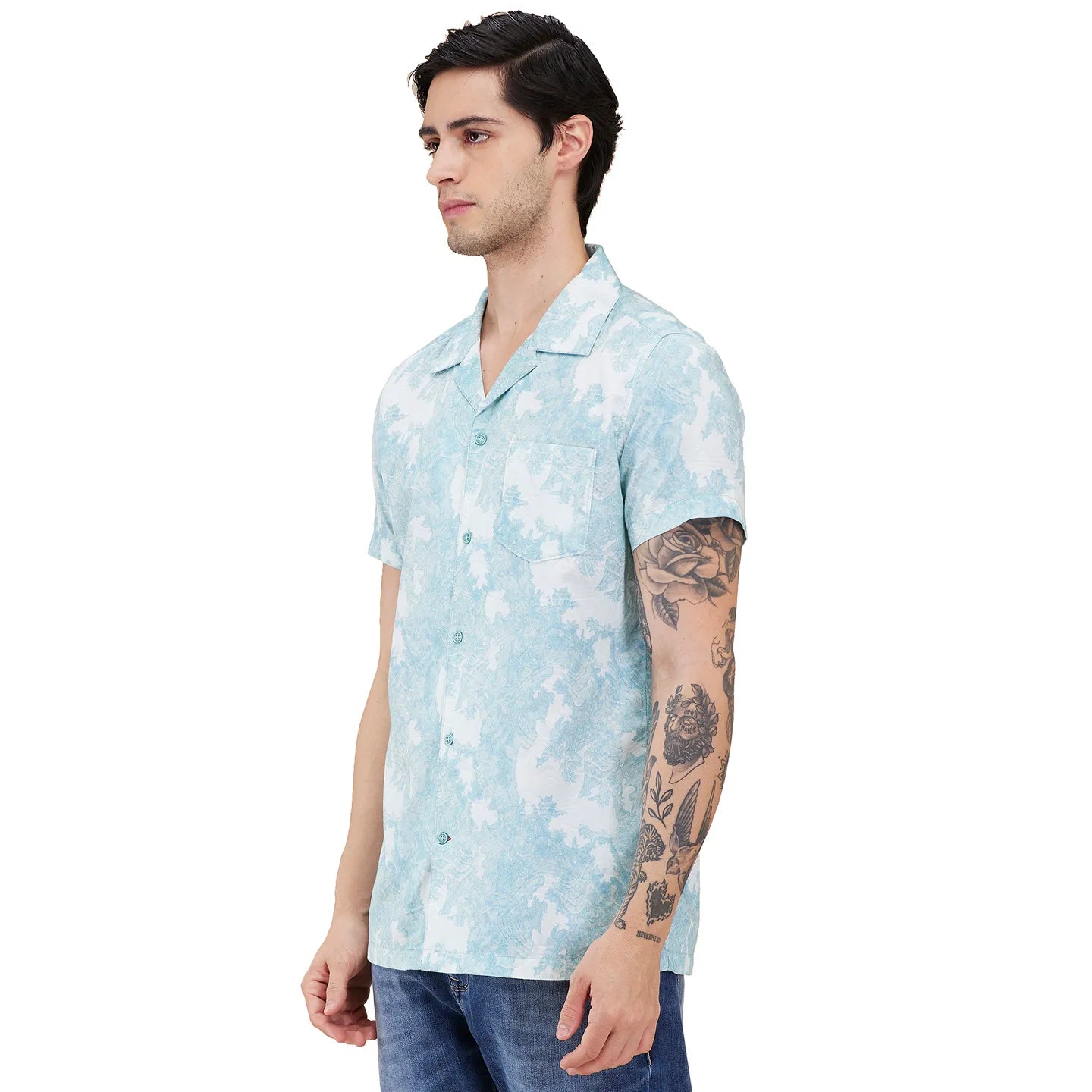 Sea Green Regular Fit Regular Collar Men's Shirt by Being Human Clothing