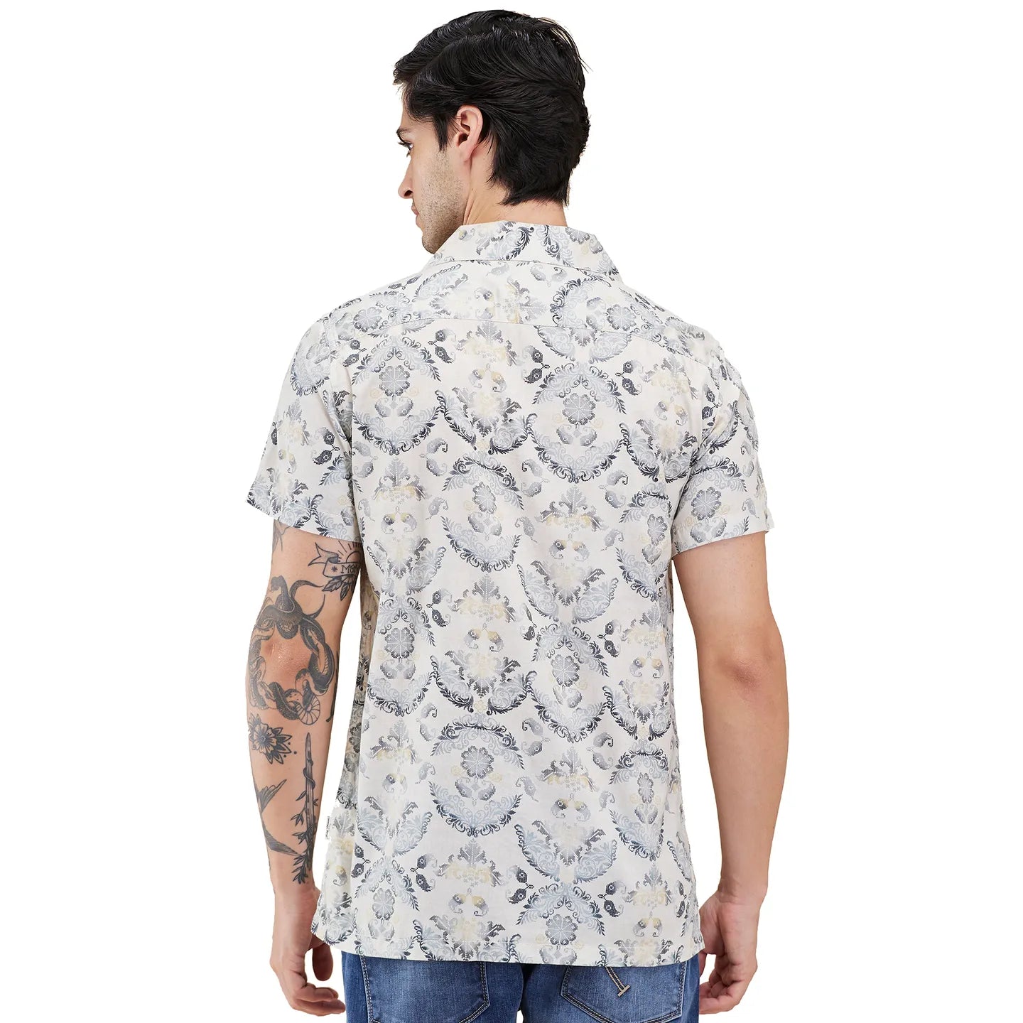 Beige Regular Fit Regular Collar Men's Shirt by Being Human Clothing