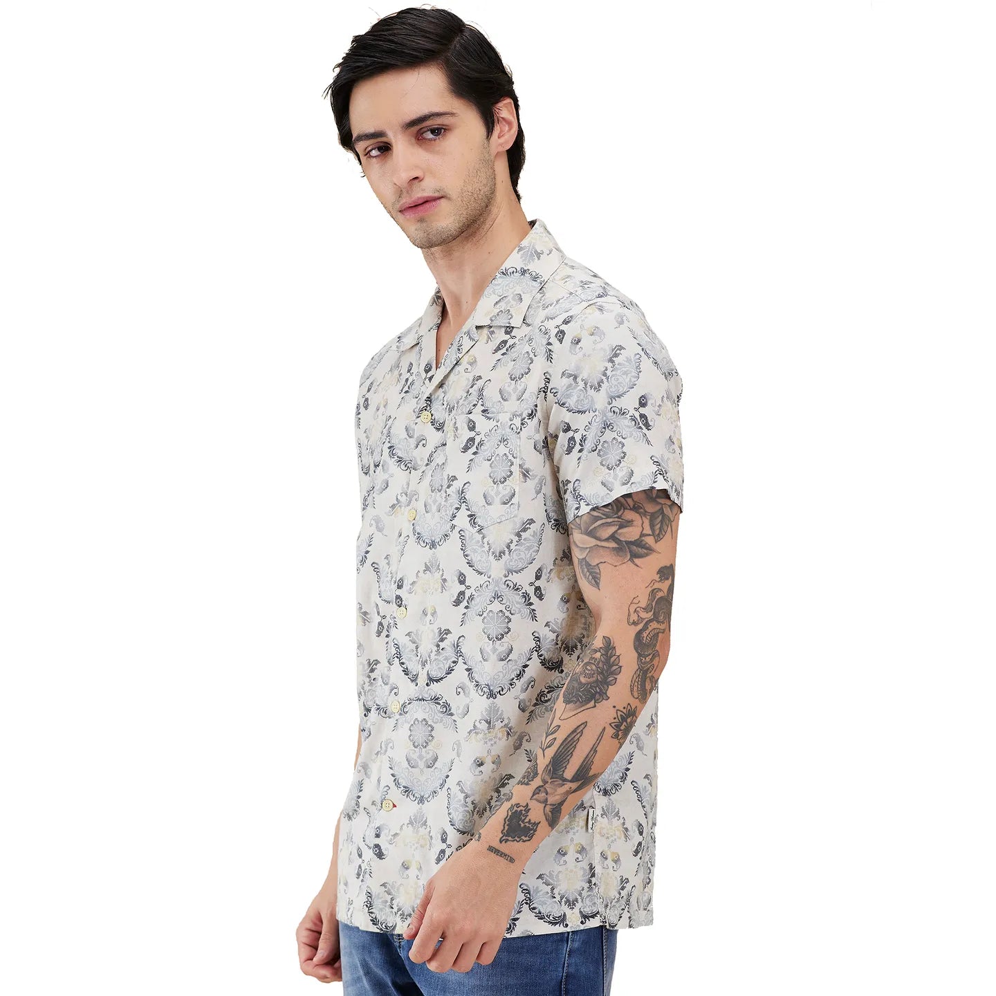 Beige Regular Fit Regular Collar Men's Shirt by Being Human Clothing