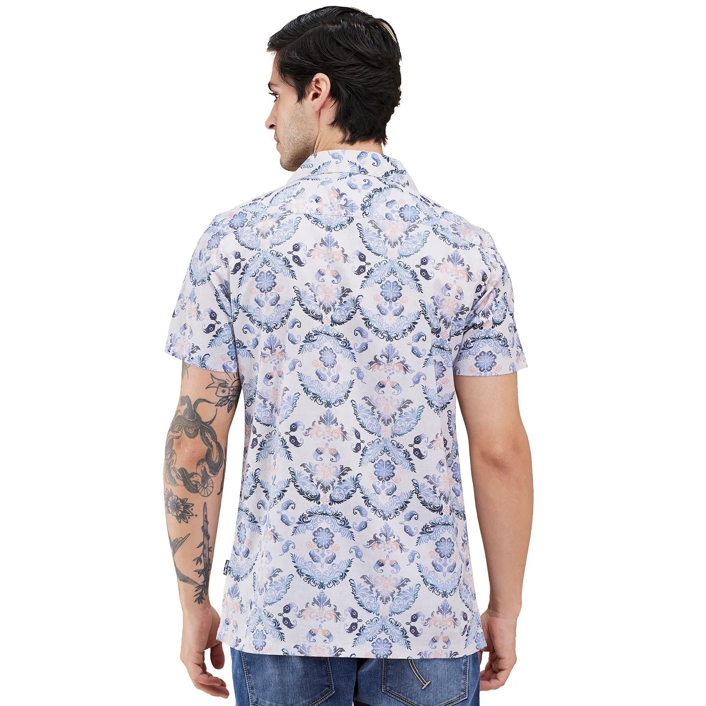 Light Grey Regular Fit Regular Collar Men's Shirt by Being Human Clothing