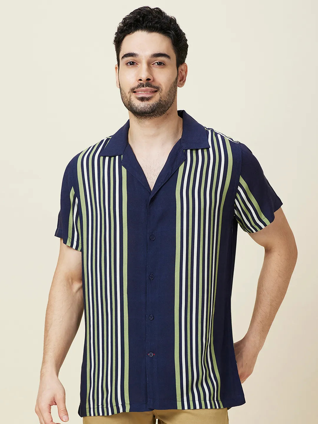 Navy Regular Fit Regular Collar Men's Shirt by Being Human Clothing