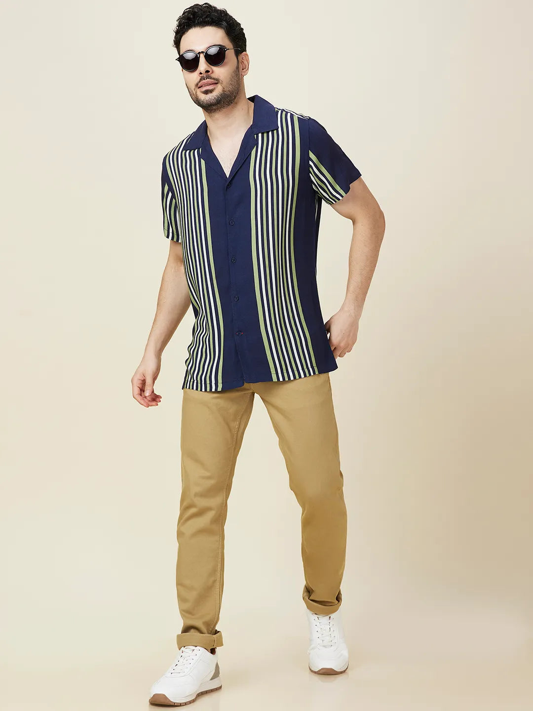 Navy Regular Fit Regular Collar Men's Shirt by Being Human Clothing