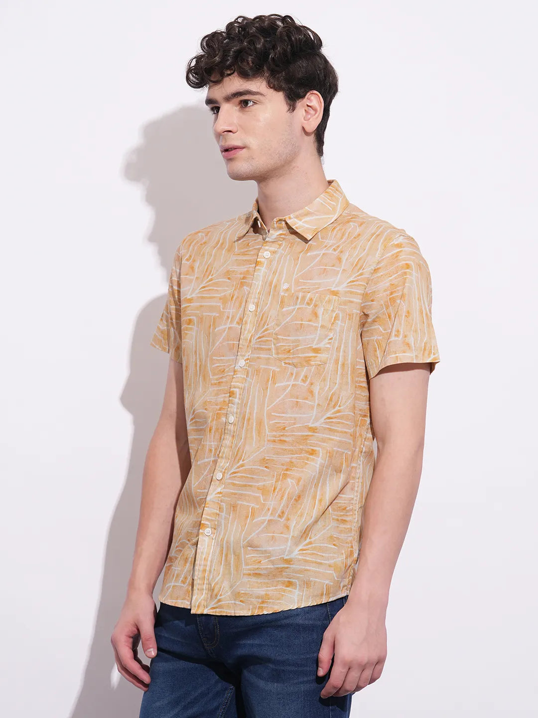 Yellow Regular Fit Regular Collar Mens' Shirt by Being Human Clothing