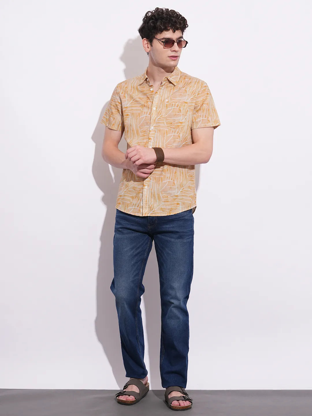 Yellow Regular Fit Regular Collar Mens' Shirt by Being Human Clothing