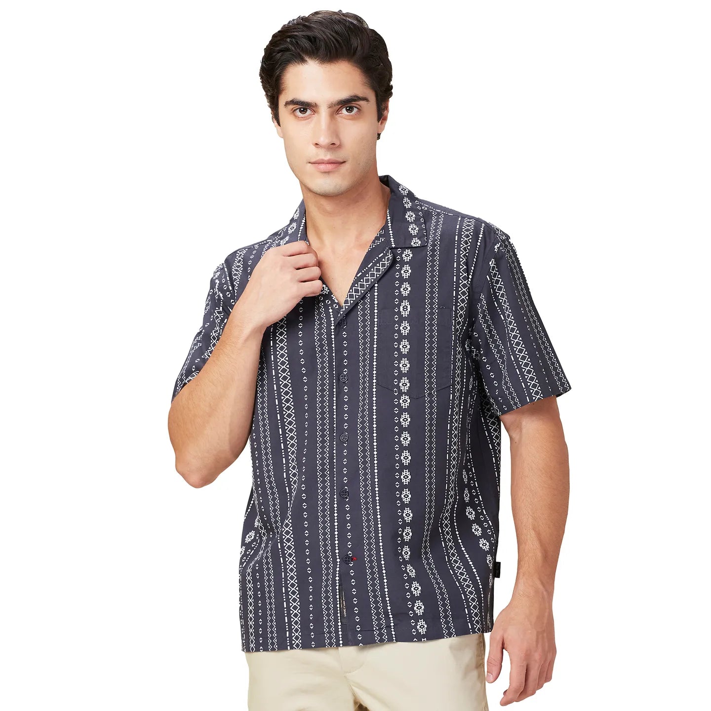 Black Easy Fit Regular Collar Men's Shirt by Being Human Clothing