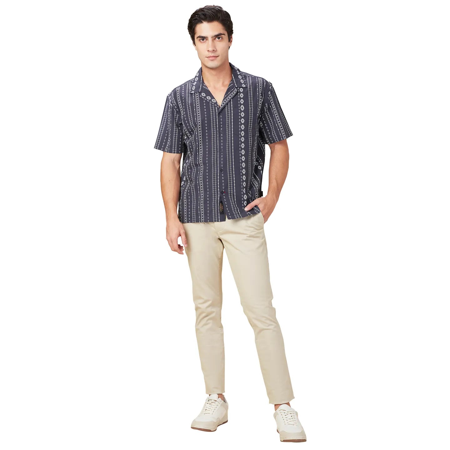 Black Easy Fit Regular Collar Men's Shirt by Being Human Clothing