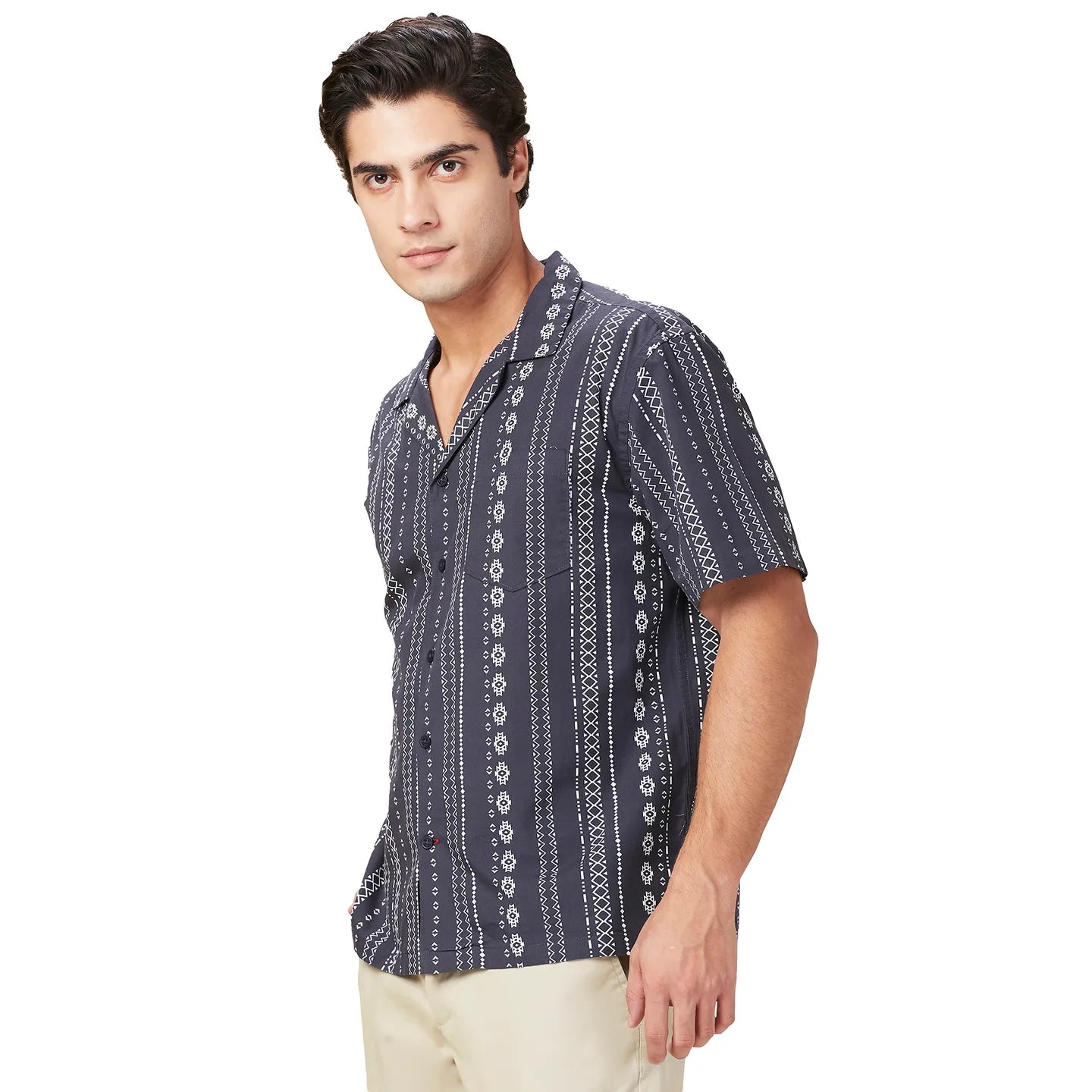 Black Easy Fit Regular Collar Men's Shirt by Being Human Clothing