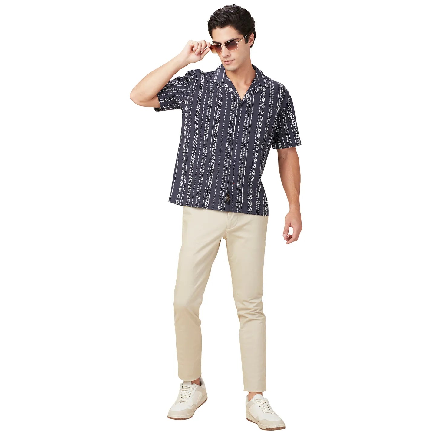 Black Easy Fit Regular Collar Men's Shirt by Being Human Clothing