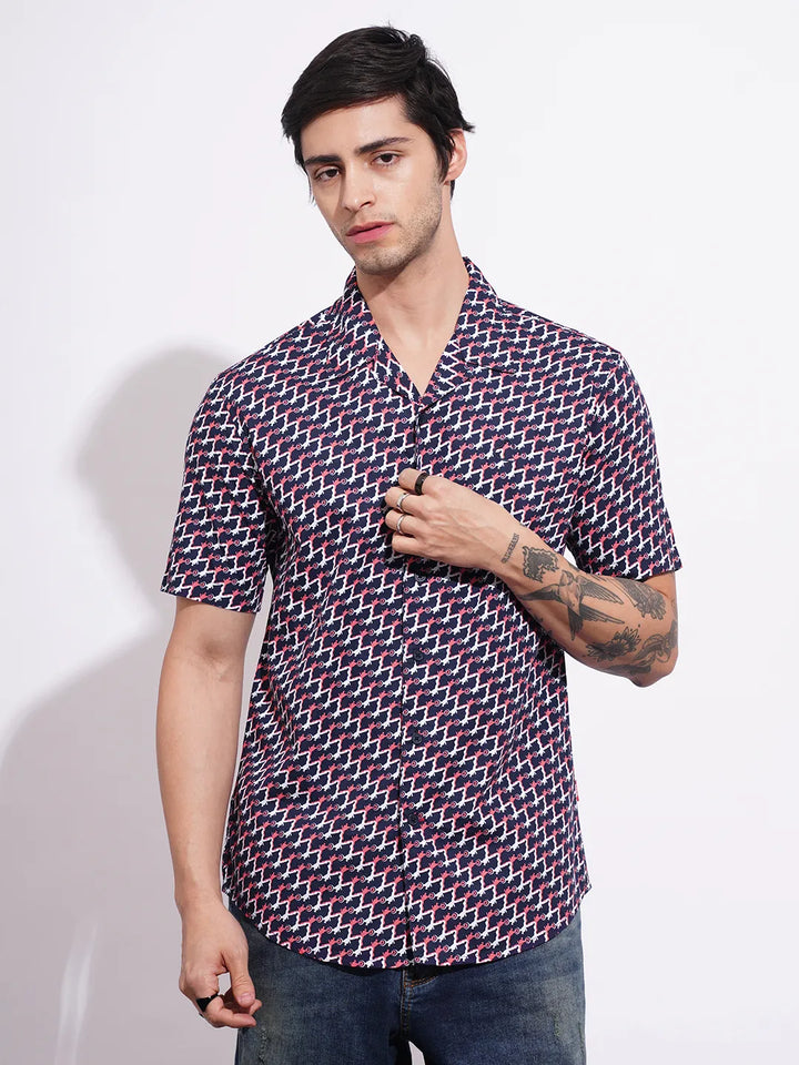 Navy Comfort Fit Regular Collar Men's Shirt by Being Human Clothing