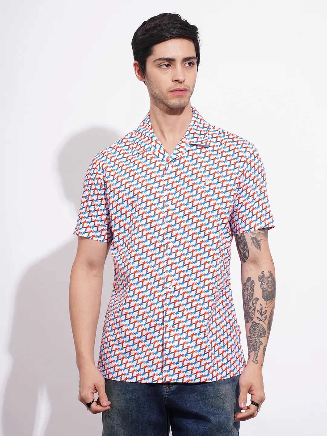 White Comfort Fit Regular Collar Men's Shirt by Being Human Clothing