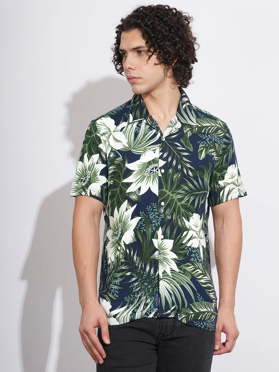 Green Regular Fit Regular Collar Men's Shirt by Being Human Clothing