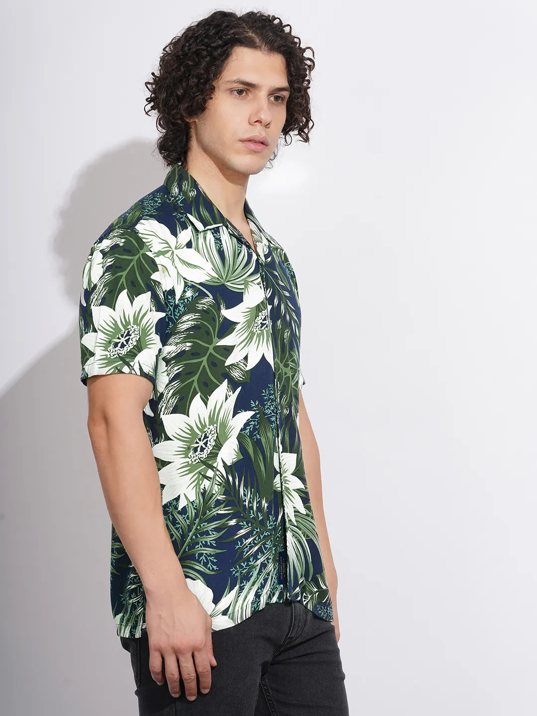 Green Regular Fit Regular Collar Men's Shirt by Being Human Clothing