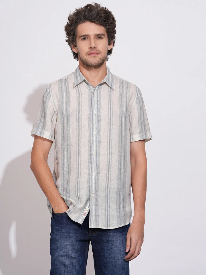 Grey Regular Fit Regular Collar Men's Shirt by Being Human Clothing
