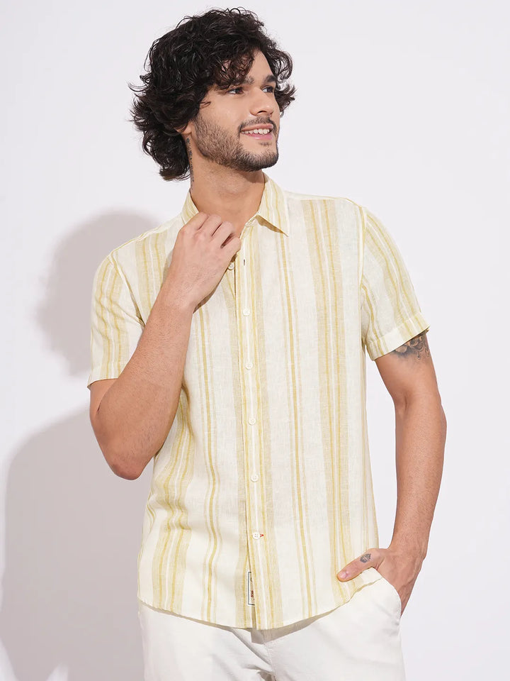 Khaki Regular Fit Regular Collar Men's Shirt by Being Human Clothing