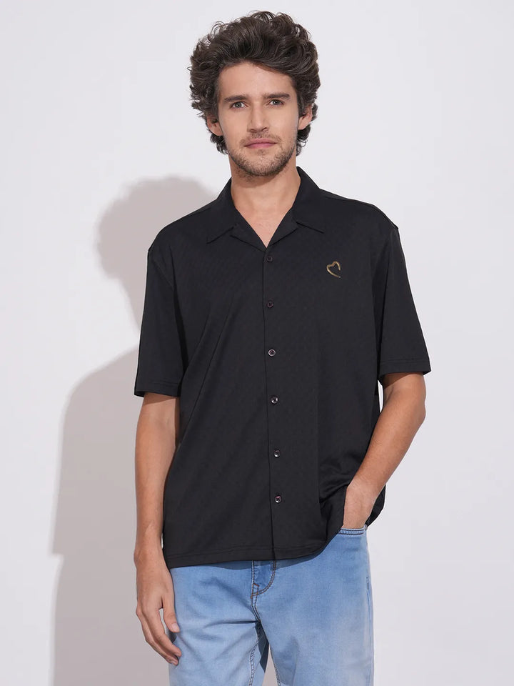 Black Moderno Fit Regular Collar Men's Shirt by Being Human Clothing