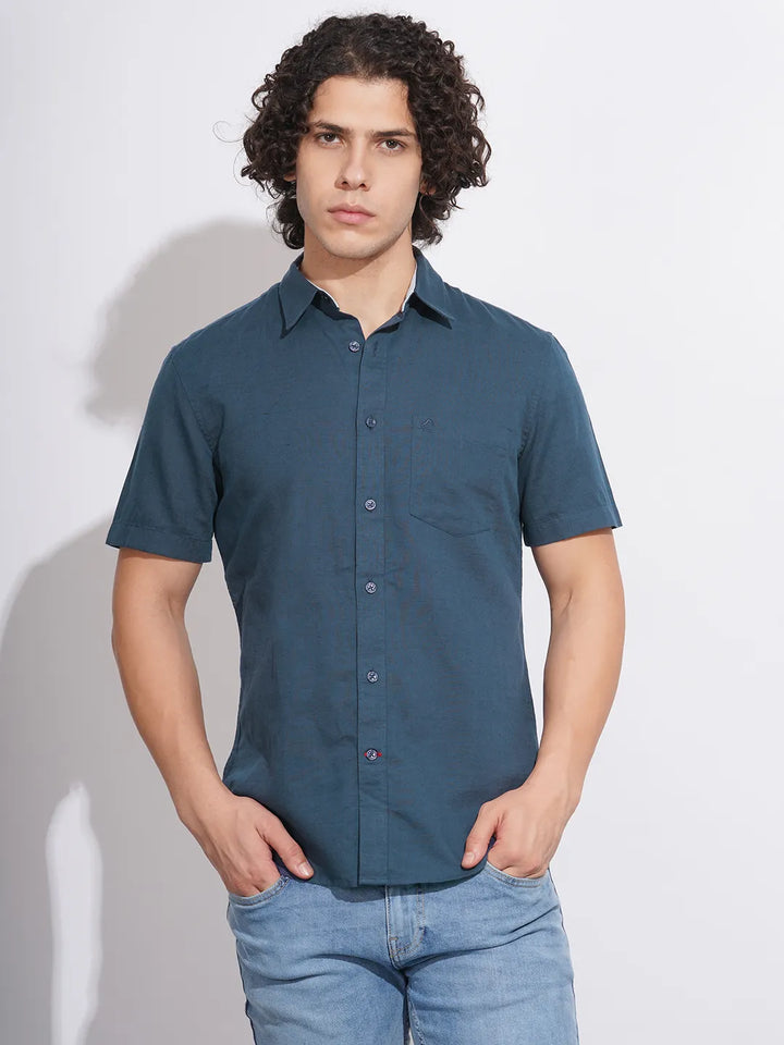 Navy Regular Fit Regular Collar Men's Shirt by Being Human Clothing