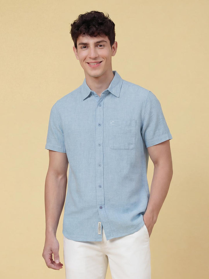 Blue Moderno Fit Half Sleeve Men's Shirt