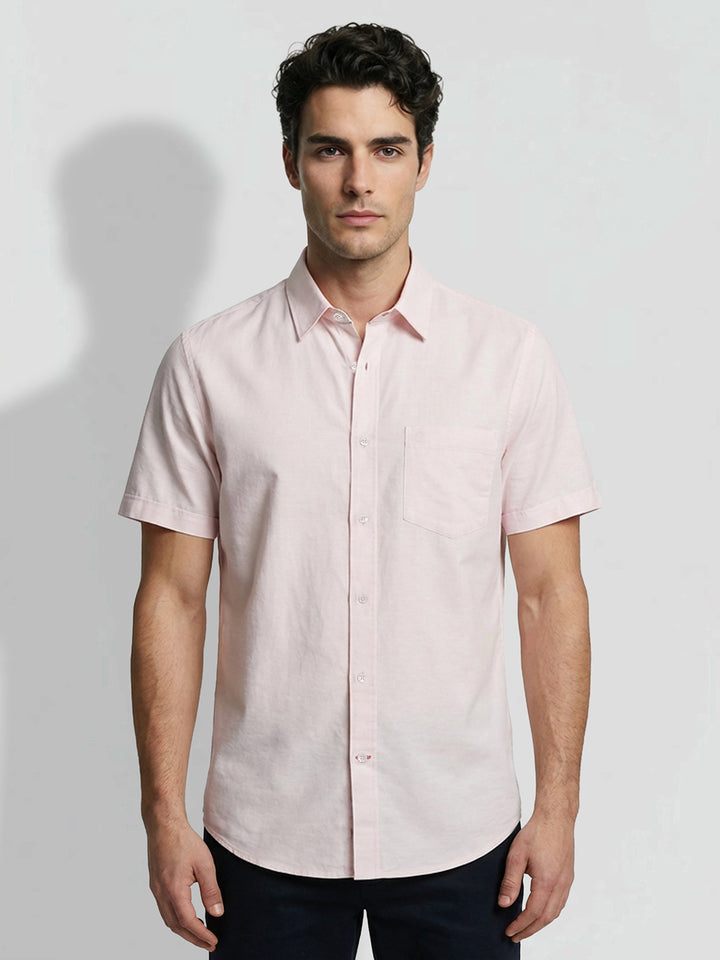 Pink Moderno  Fit Men's Short Sleeves Casual Shirt