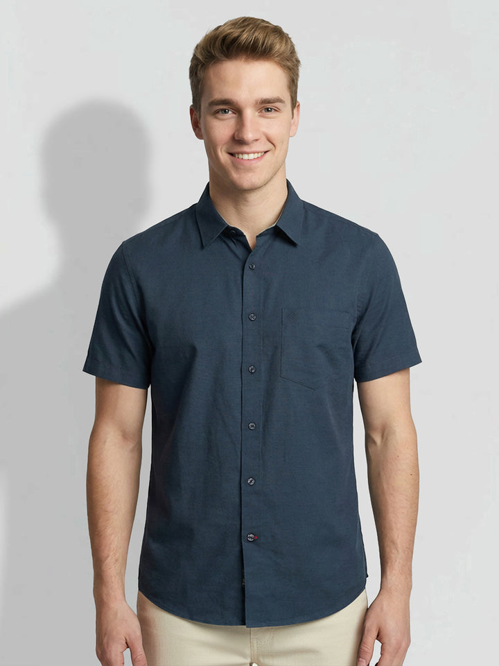 Teal Mordeno Fit Men's Short Sleeves Casual Shirt