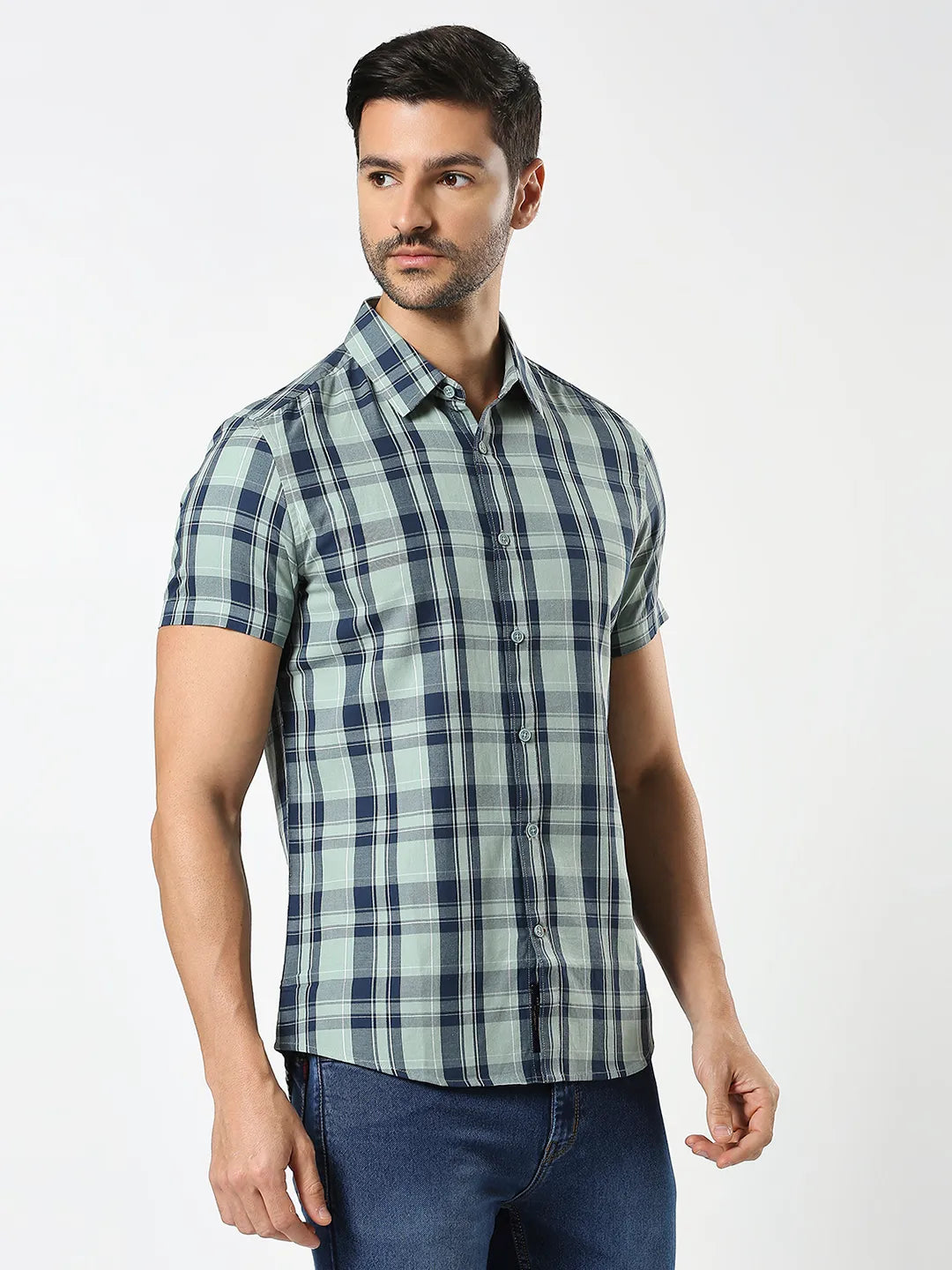 Being Human Clothing Men Slim Fit Shirts-Light Olive