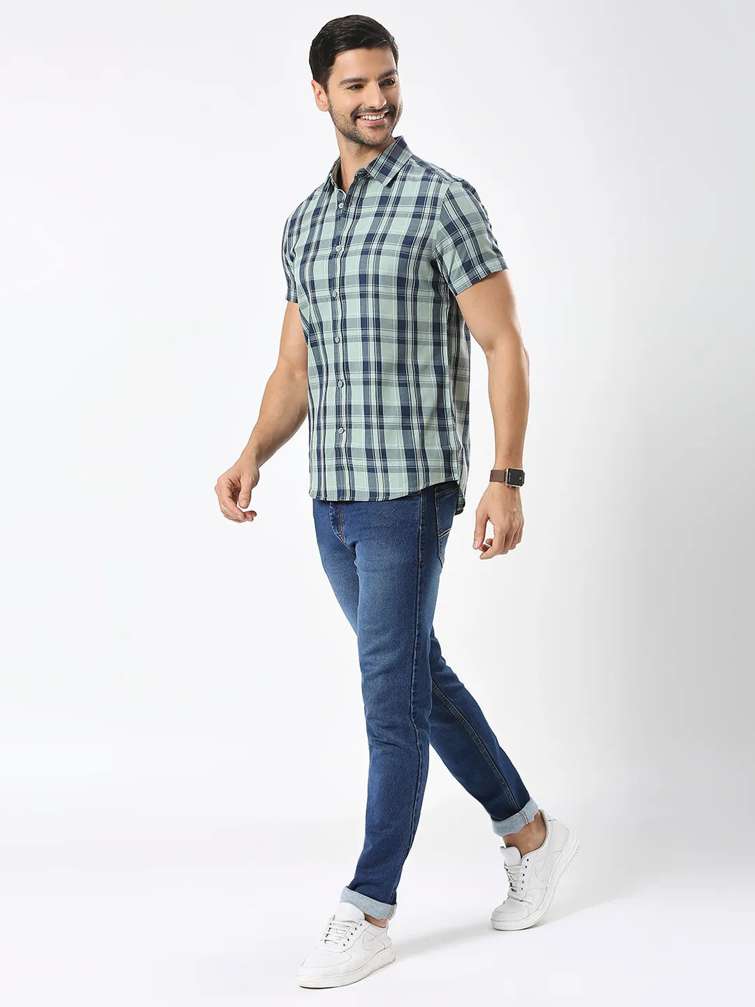 Being Human Clothing Men Slim Fit Shirts-Light Olive