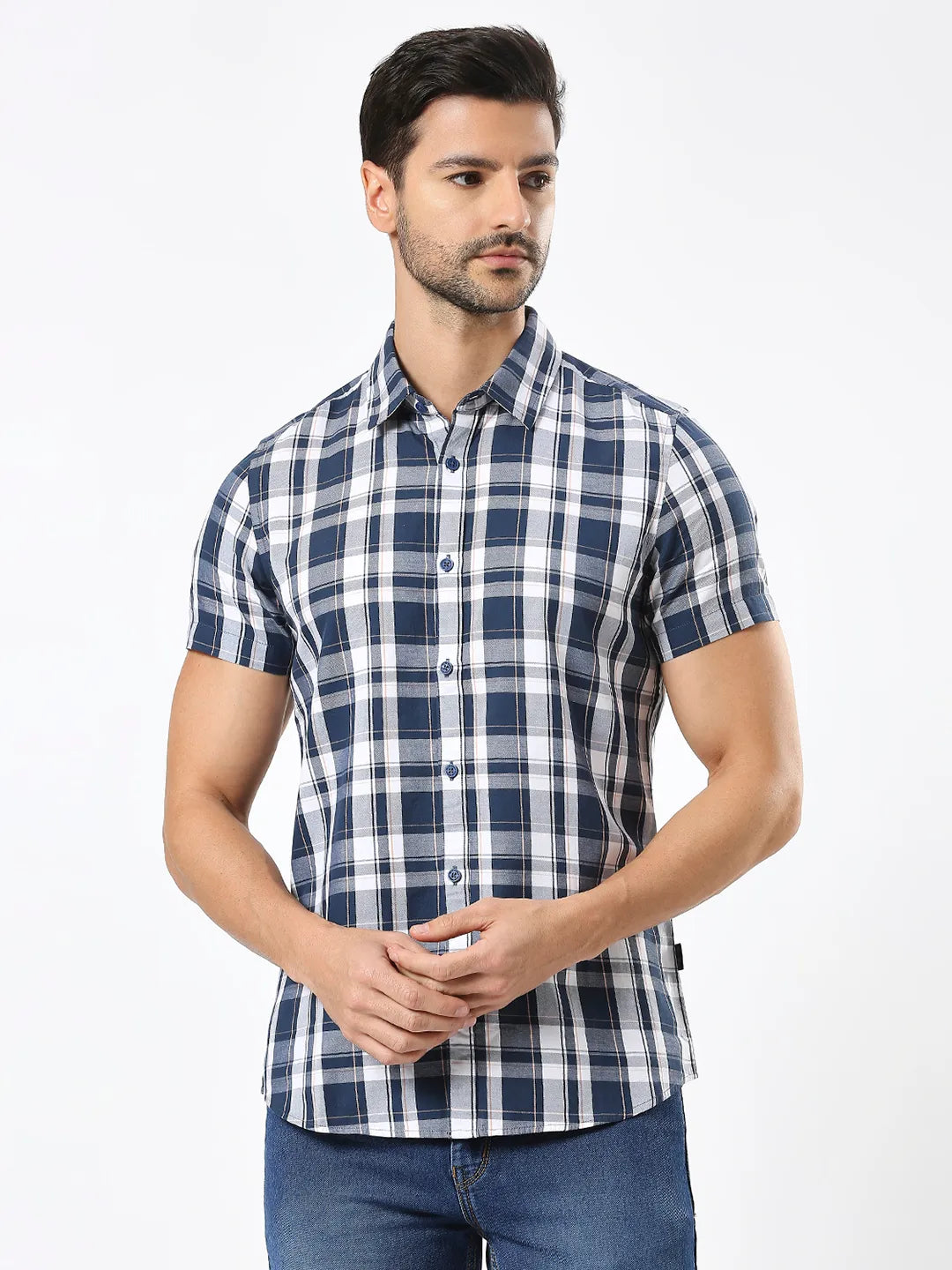 Being Human Clothing Men Slim Fit Shirts-Navy