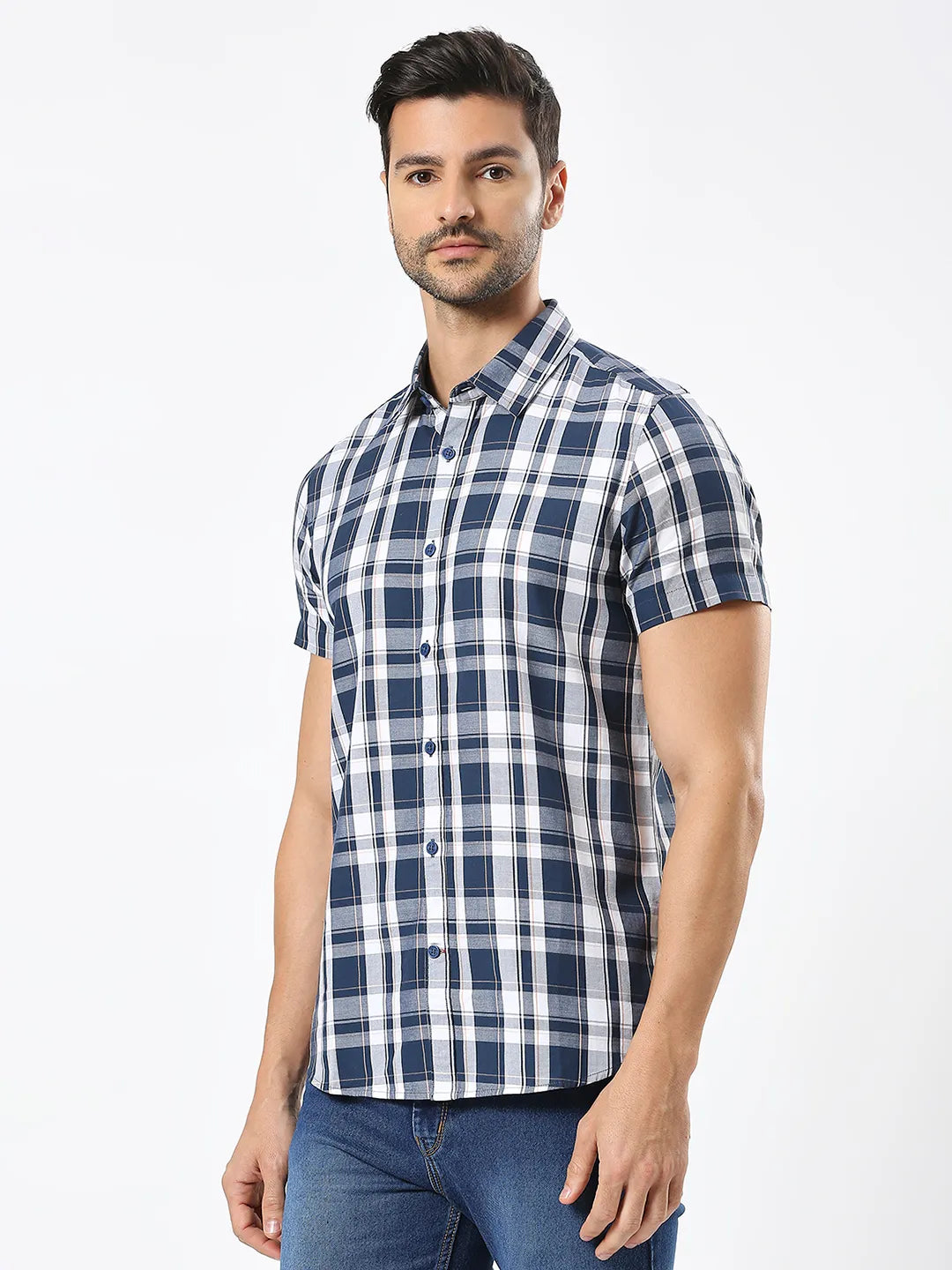 Being Human Clothing Men Slim Fit Shirts-Navy