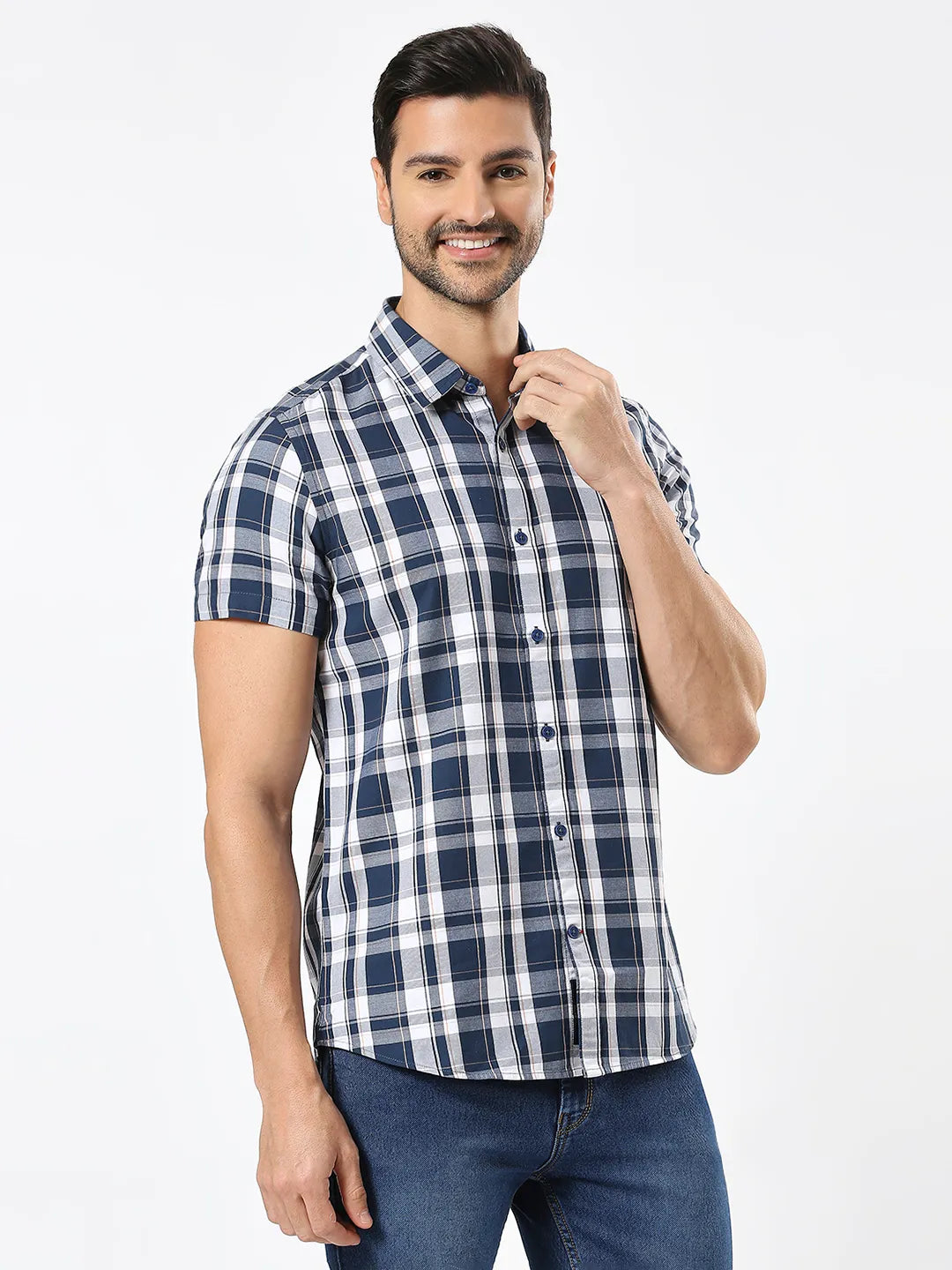 Being Human Clothing Men Slim Fit Shirts-Navy