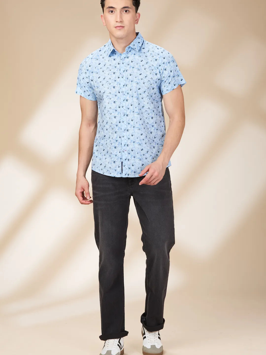 Light Blue Slim Fit Regular Collar Men's Shirt by Being Human Clothing