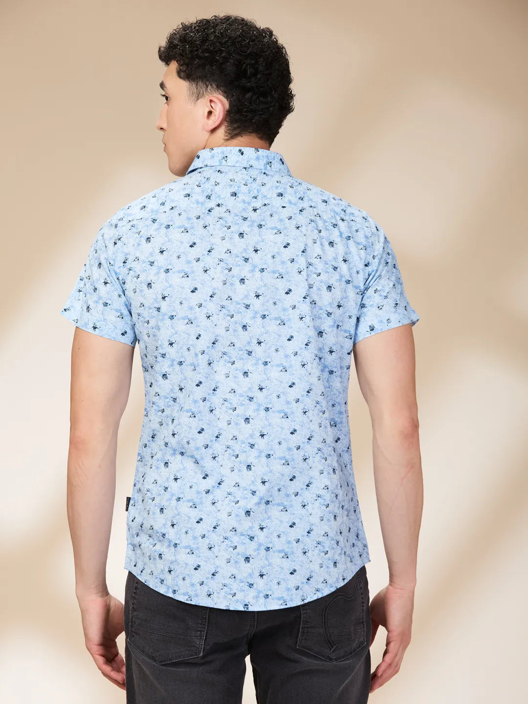 Light Blue Slim Fit Regular Collar Men's Shirt by Being Human Clothing