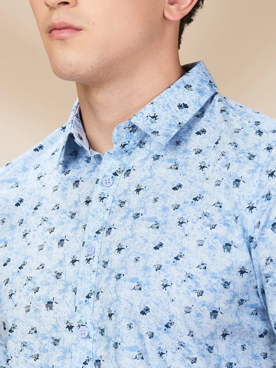 Light Blue Slim Fit Regular Collar Men's Shirt by Being Human Clothing