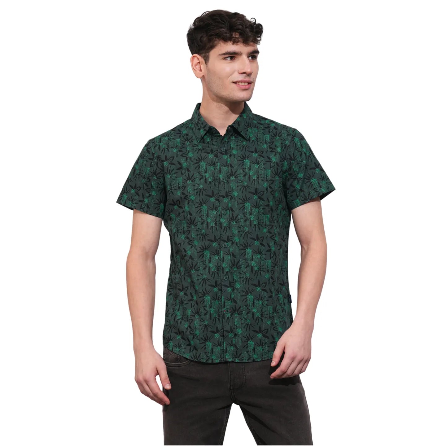 Olive Slim Fit Regular Collar Men's Shirt by Being Human Clothing