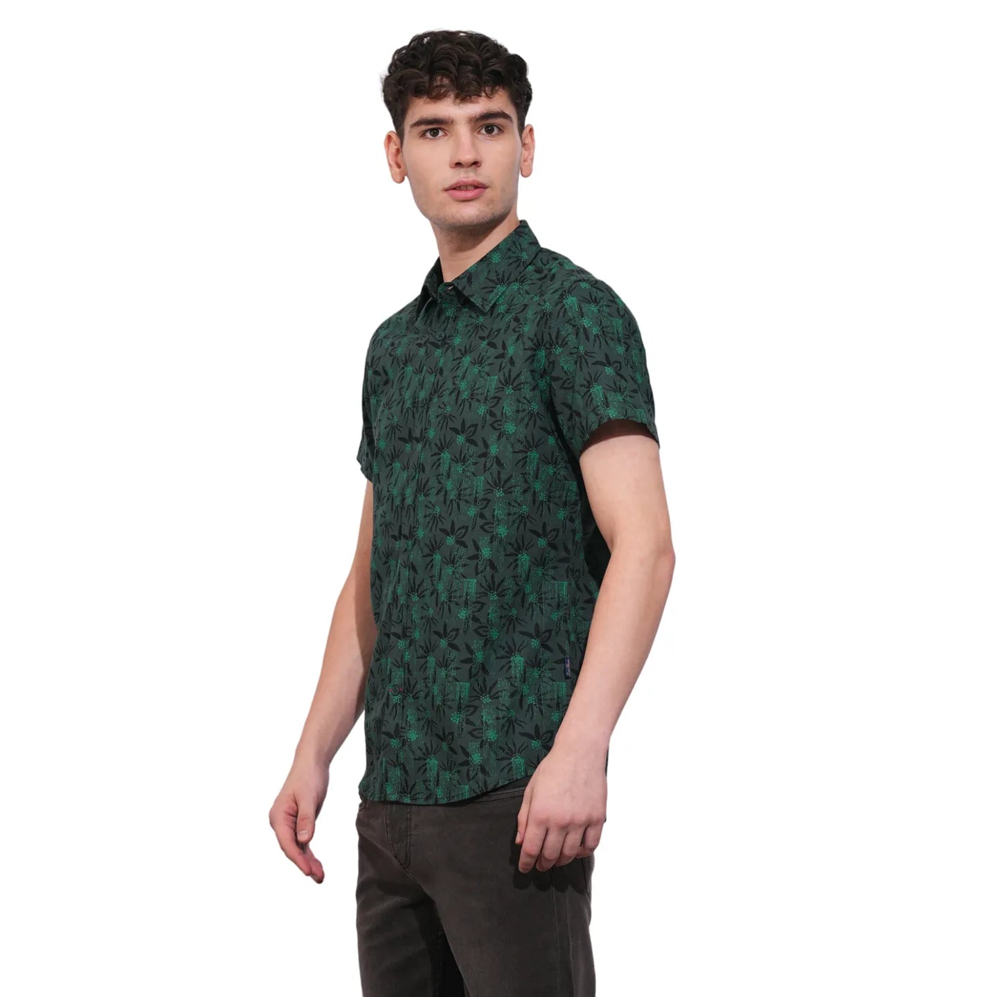 Olive Slim Fit Regular Collar Men's Shirt by Being Human Clothing