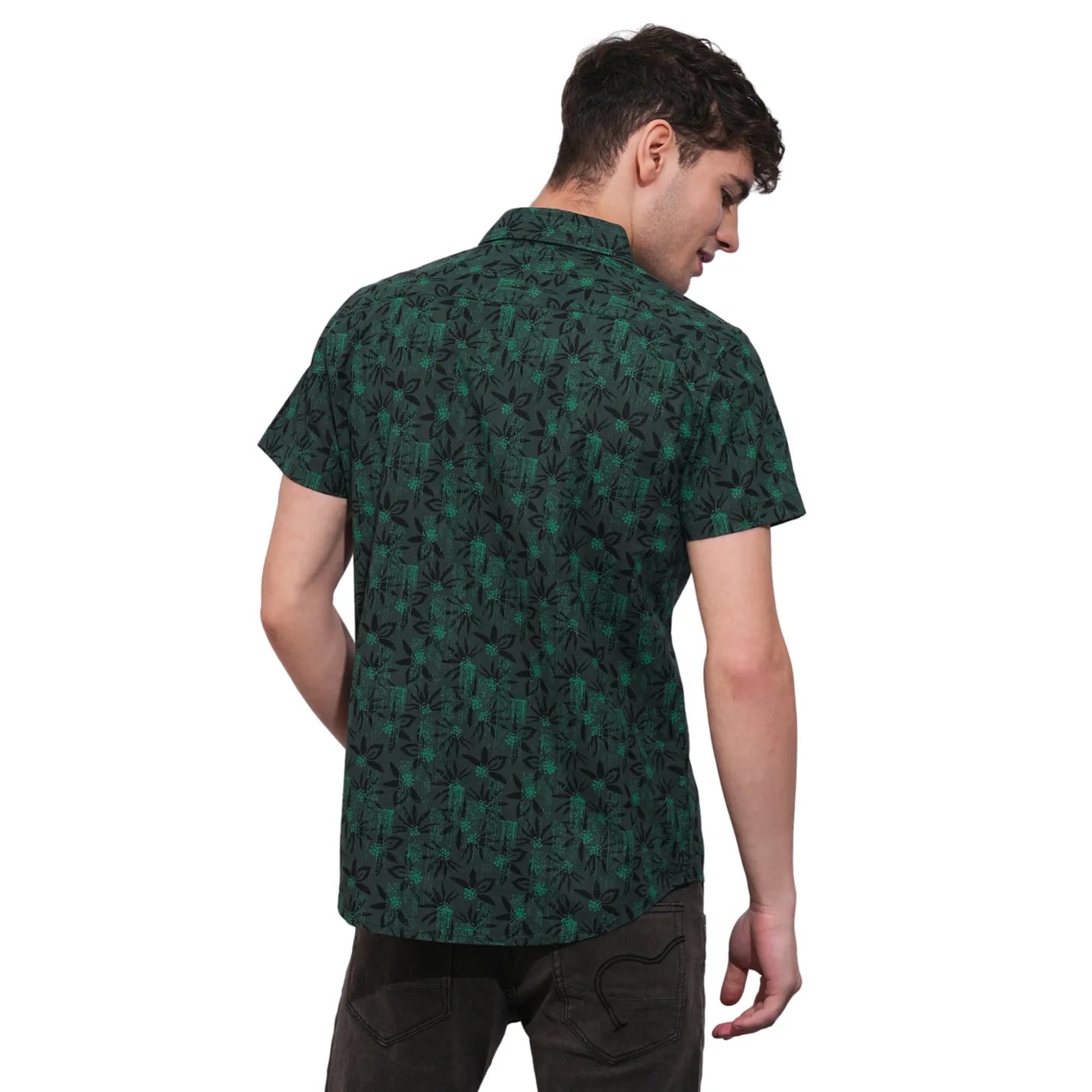 Olive Slim Fit Regular Collar Men's Shirt by Being Human Clothing