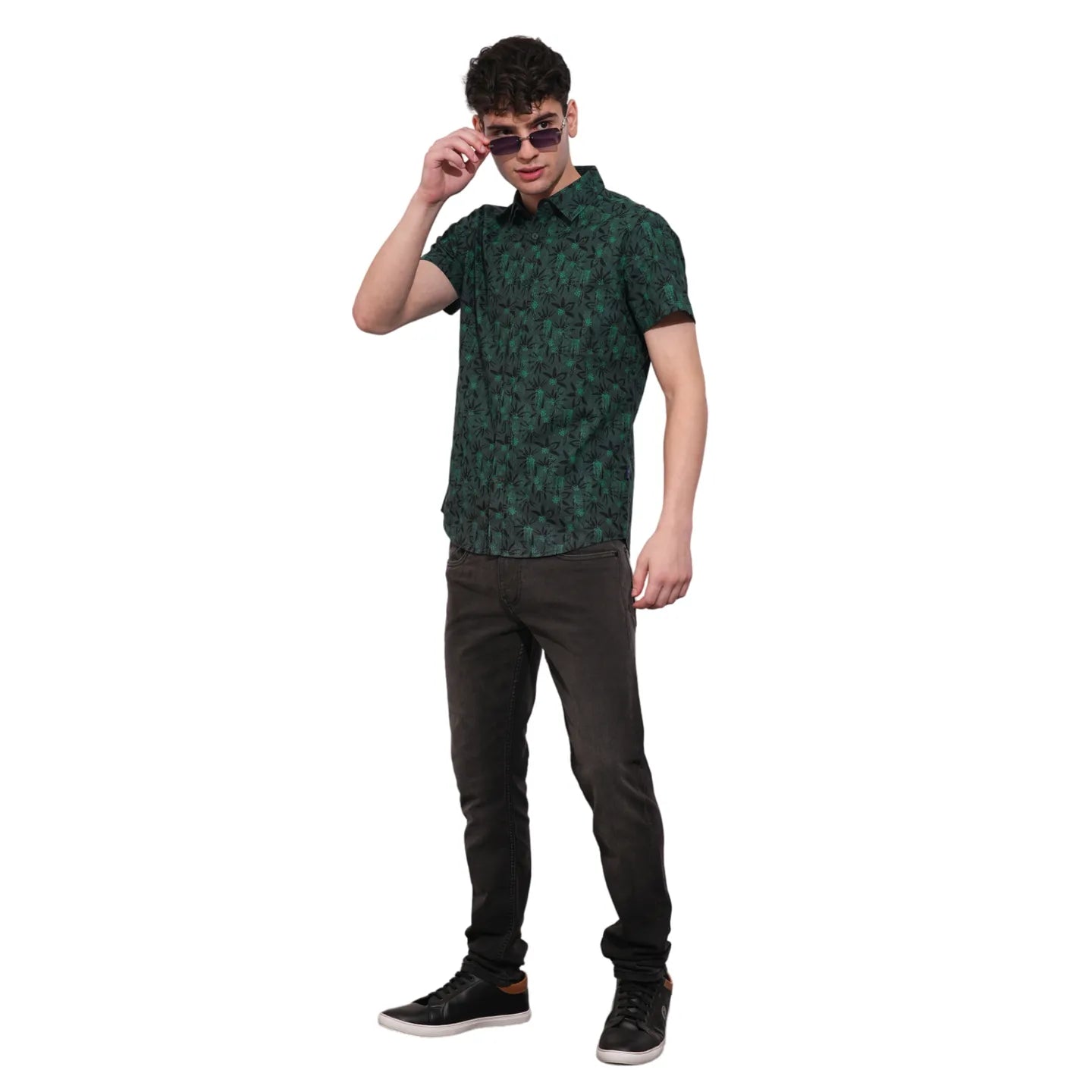 Olive Slim Fit Regular Collar Men's Shirt by Being Human Clothing