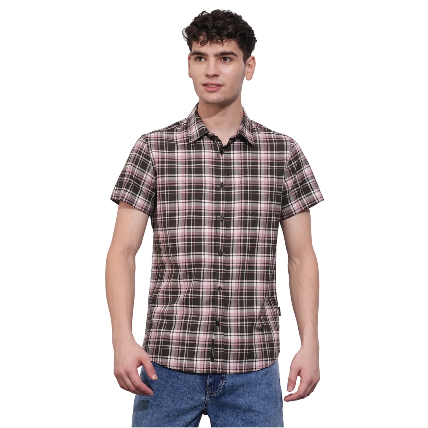 Light Pink Slim Fit Regular Collar Men's Shirt by Being Human Clothing